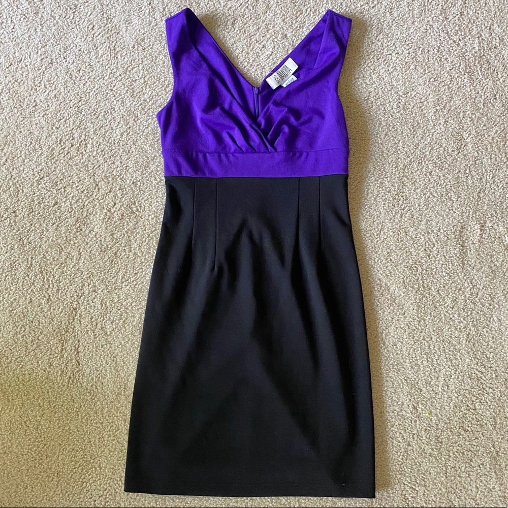 BB Dakota Black and Purple Empire Waist Dress